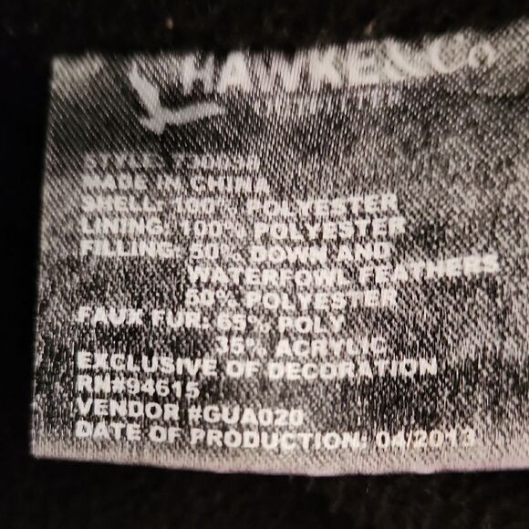 Black Puffer Jacket Girls Size 14 with Faux Fur Hood By Hawke & Co. - Picture 7 of 8